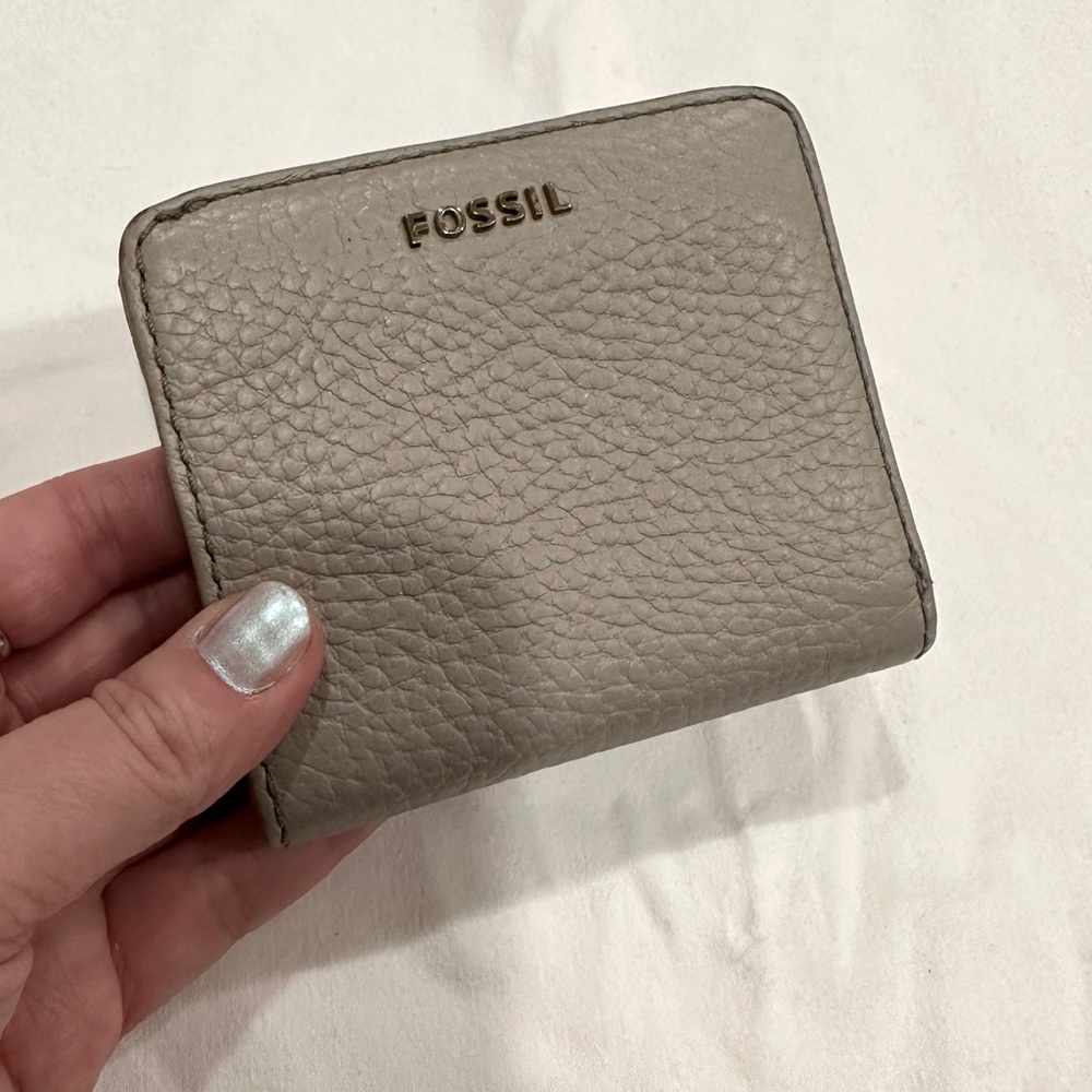 Fossil grey leather mini wallet